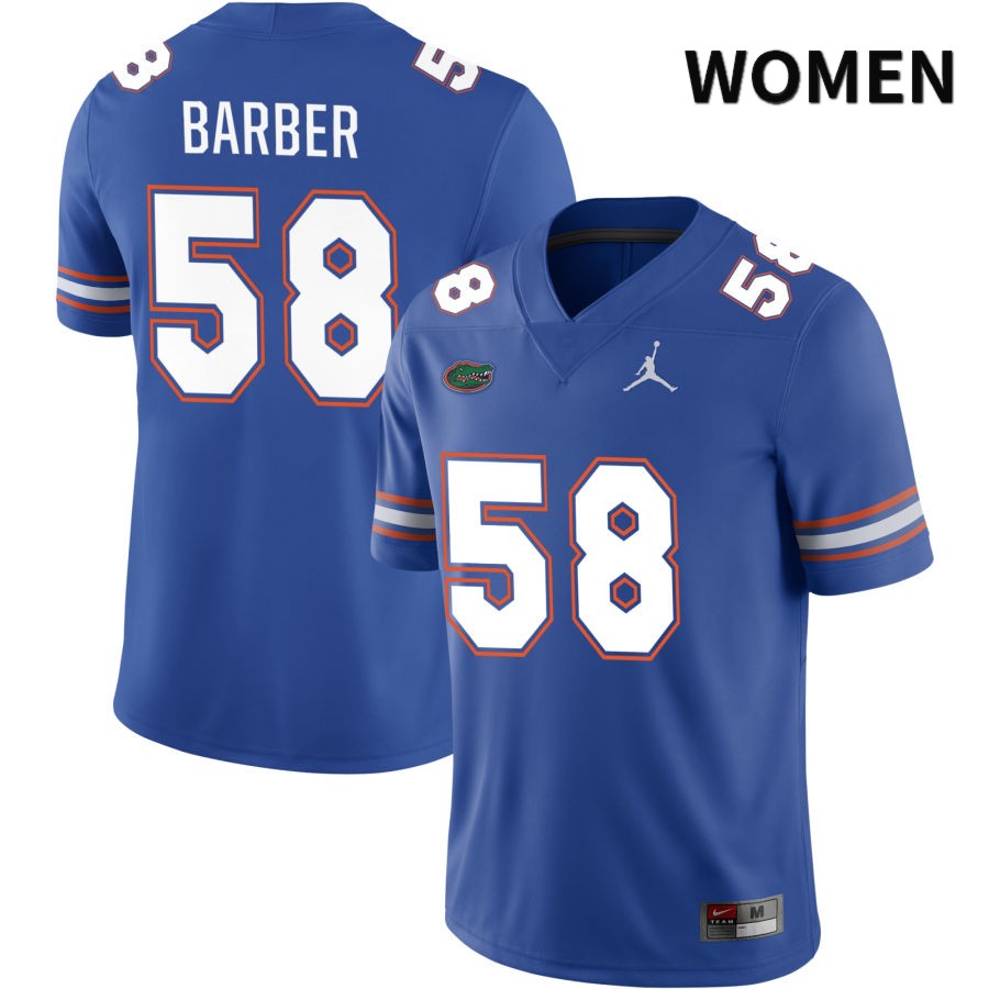 NCAA Florida Gators Austin Barber Women's #58 Jordan Brand Royal 2022 NIL Stitched Authentic College Football Jersey QPZ1864UO